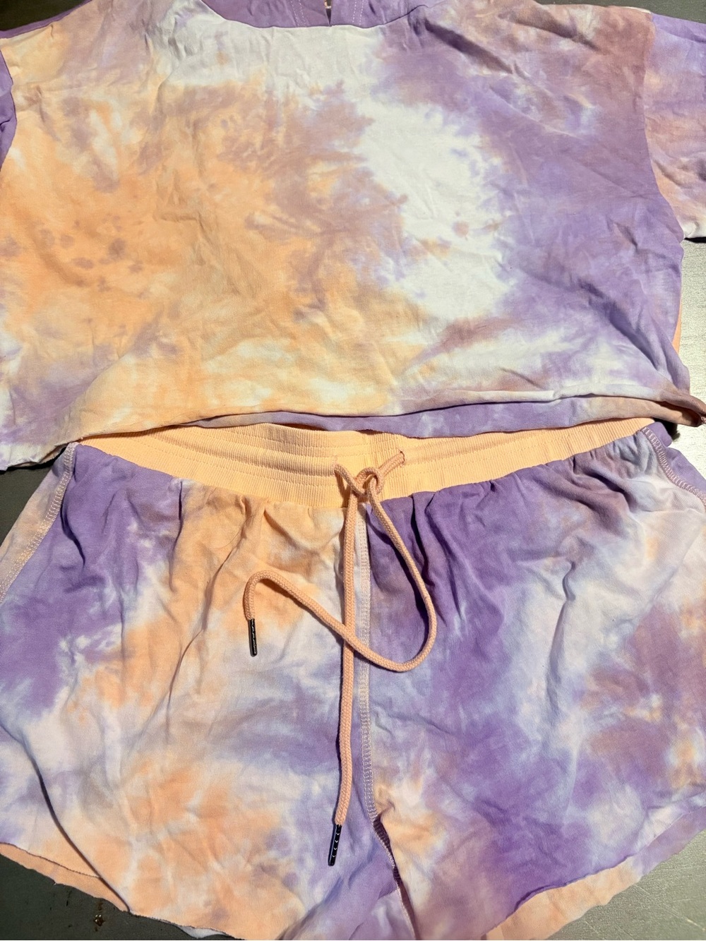 Fashion Nova Lavender & Peach Tie-Dye Lounge Set
